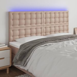 Pood24 LED-voodipeats, Cappuccino, 200x5x118/128 cm, kunstnahk
