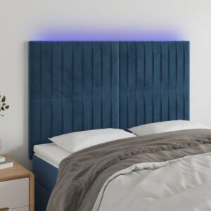 Pood24 LED-voodipeats, tumesinine, 144x5x118/128 cm, samet
