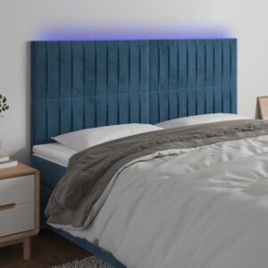 Pood24 LED-voodipeats, tumesinine, 180x5x118/128 cm, samet