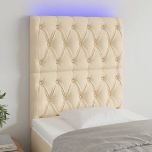 Pood24 LED-voodipeats, kreemjas, 80x7x118/128 cm, kangas