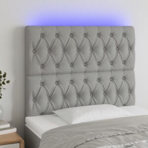 Pood24 LED-voodipeats, helehall, 90x7x118/128 cm, kangas 