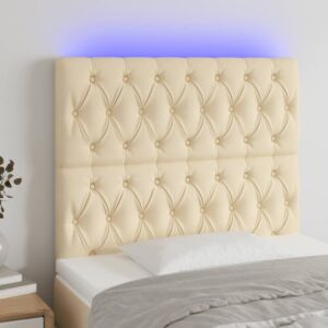 Pood24 LED-voodipeats, kreemjas, 90x7x118/128 cm, kangas
