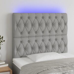 Pood24 LED-voodipeats, helehall, 100x7x118/128 cm, kangas