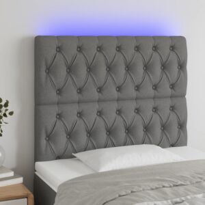 Pood24 LED-voodipeats, tumehall, 100x7x118/128 cm, kangas