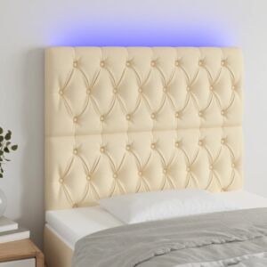 Pood24 LED-voodipeats, kreemjas, 100x7x118/128 cm, kangas
