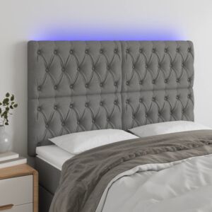 Pood24 LED-voodipeats, tumehall, 144x7x118/128 cm, kangas