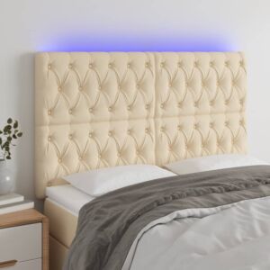 Pood24 LED-voodipeats, kreemjas, 144x7x118/128 cm, kangas