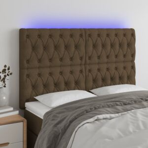 Pood24 LED-voodipeats, tumepruun, 160x7x118/128 cm, kangas
