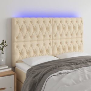 Pood24 LED-voodipeats, kreemjas, 160x7x118/128 cm, kangas