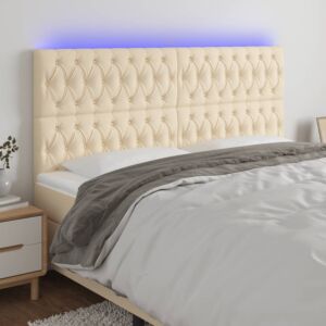 Pood24 LED-voodipeats, kreemjas, 200x7x118/128 cm, kangas