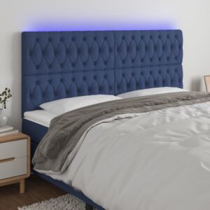 Pood24 LED-voodipeats, sinine, 200x7x118/128 cm, kangas