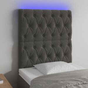 Pood24 LED-voodipeats, tumehall, 80x7x118/128 cm, samet
