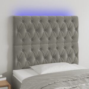 Pood24 LED-voodipeats, helehall, 100x7x118/128 cm, samet