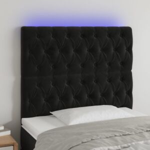 Pood24 LED-voodipeats, must, 100x7x118/128 cm, samet