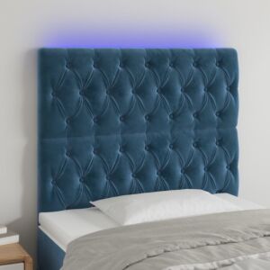 Pood24 LED-voodipeats, tumesinine, 100x7x118/128 cm, samet