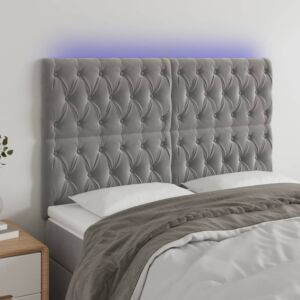Pood24 LED-voodipeats, helehall, 160x7x118/128 cm, samet