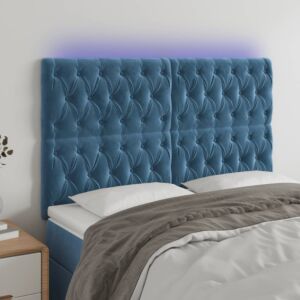 Pood24 LED-voodipeats, tumesinine, 160x7x118/128 cm, samet