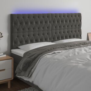 Pood24 LED-voodipeats, tumehall, 180x7x118/128 cm, samet
