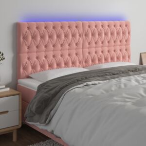 Pood24 LED-voodipeats, roosa, 180x7x118/128 cm, samet
