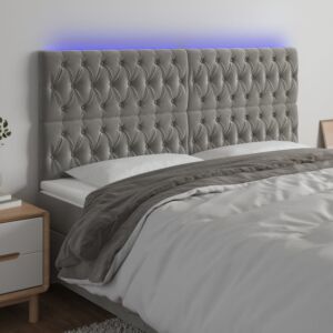 Pood24 LED-voodipeats, helehall, 200x7x118/128 cm, samet