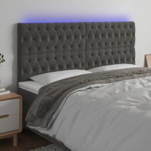 Pood24 LED-voodipeats, tumehall, 200x7x118/128 cm, samet