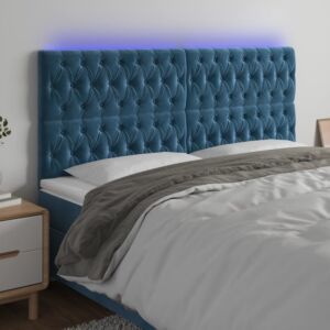 Pood24 LED-voodipeats, tumesinine, 200x7x118/128 cm, samet
