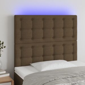 Pood24 LED-voodipeats, tumepruun, 80x5x118/128 cm, kangas