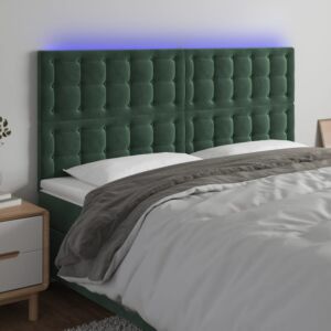 Pood24 LED-voodipeats, tumeroheline, 160x5x118/128 cm, samet