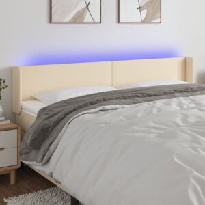 Pood24 LED-voodipeats, kreemjas, 163x16x78/88 cm, kangas