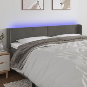Pood24 LED-voodipeats, tumehall, 203x16x78/88 cm, samet