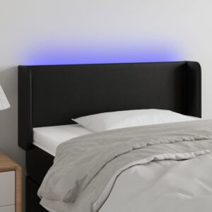 Pood24 LED-voodipeats, must, 103x16x78/88 cm, kunstnahk
