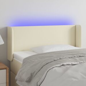 Pood24 LED-voodipeats, kreemjas, 103x16x78/88 cm, kunstnahk
