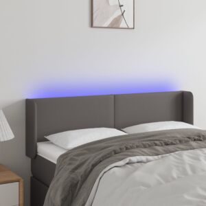 Pood24 LED-voodipeats, hall, 147x16x78/88 cm, kunstnahk