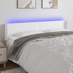 Pood24 LED-voodipeats, valge, 163x16x78/88 cm, kunstnahk