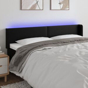 Pood24 LED-voodipeats, must, 183x16x78/88 cm, kunstnahk