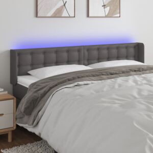 Pood24 LED-voodipeats, hall, 183x16x78/88 cm, kunstnahk