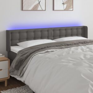 Pood24 LED-voodipeats, hall, 203x16x78/88 cm, kunstnahk