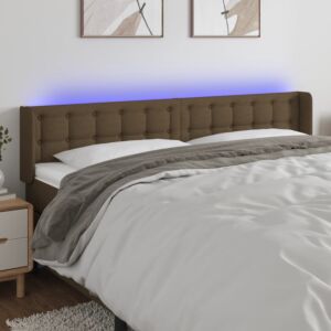 Pood24 LED-voodipeats, tumepruun, 163x16x78/88 cm, kangas