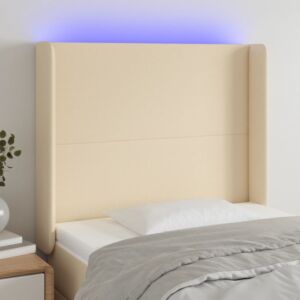 Pood24 LED-voodipeats, kreemjas, 93x16x118/128 cm, kangas