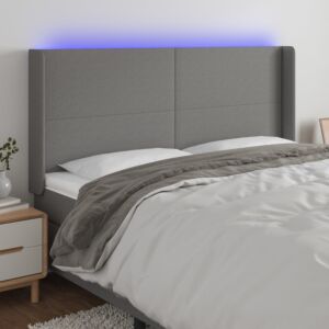 Pood24 LED-voodipeats, tumehall, 183x16x118/128 cm, kangas