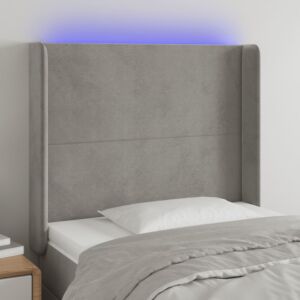 Pood24 LED-voodipeats, helehall, 83x16x118/128 cm, samet