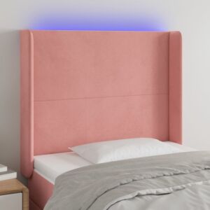 Pood24 LED-voodipeats, roosa, 103x16x118/128 cm, samet