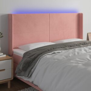 Pood24 LED-voodipeats, roosa, 163x16x118/128 cm, samet