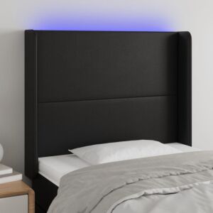 Pood24 LED-voodipeats, must, 83x16x118/128 cm, kunstnahk