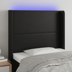 Pood24 LED-voodipeats, must, 103x16x118/128 cm, kunstnahk