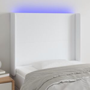 Pood24 LED-voodipeats, valge, 103x16x118/128 cm, kunstnahk