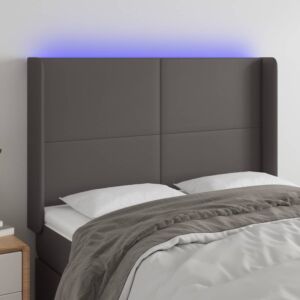 Pood24 LED-voodipeats, hall, 147x16x118/128 cm, kunstnahk
