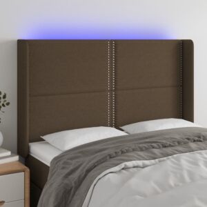 Pood24 LED-voodipeats, tumepruun, 147x16x118/128 cm, kangas