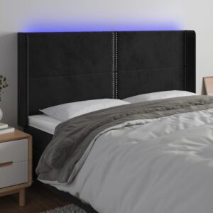 Pood24 LED-voodipeats, must, 183x16x118/128 cm, samet