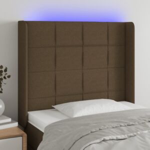 Pood24 LED-voodipeats, tumepruun, 93x16x118/128 cm, kangas